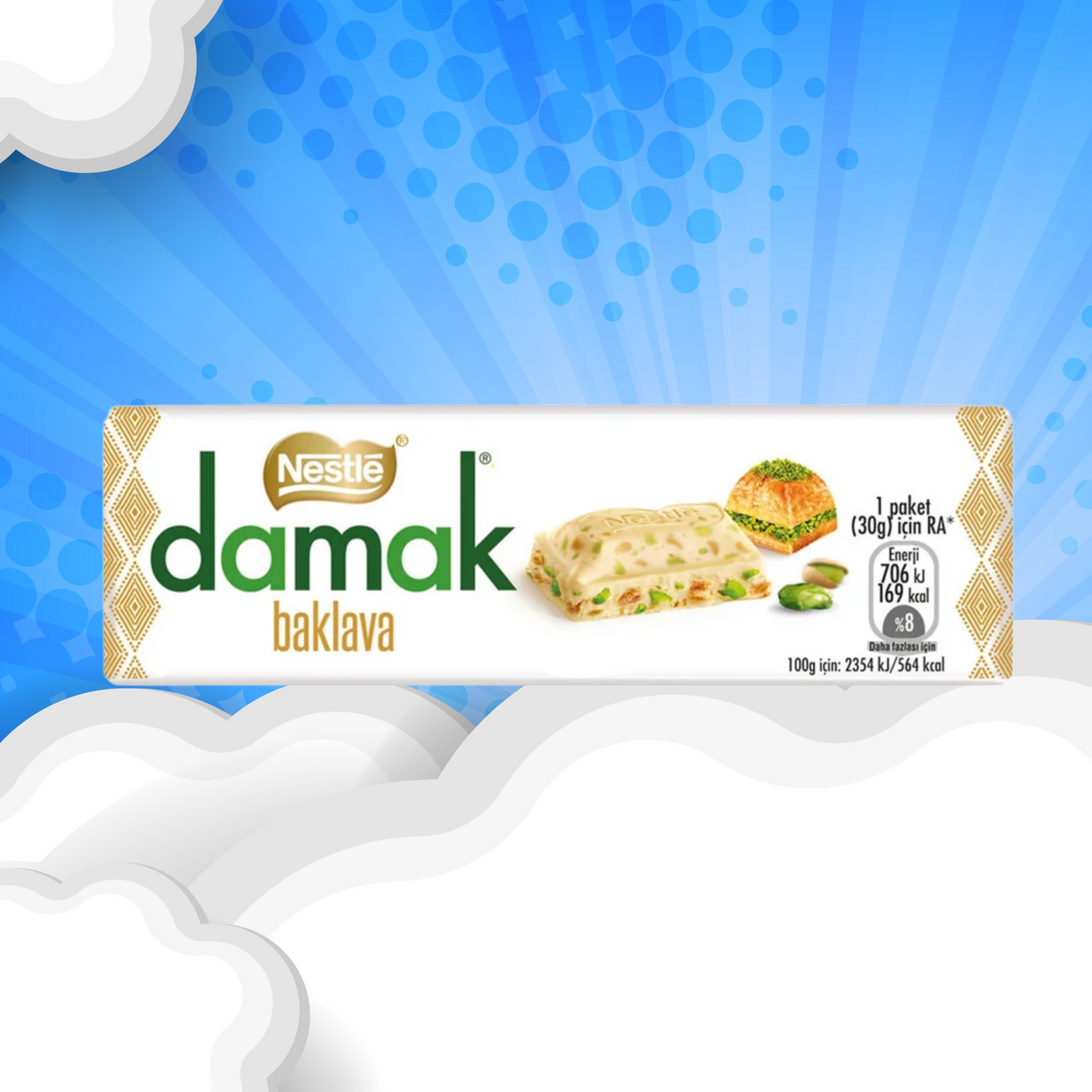 Nestlé Damak Baklava – Weiße Schokolade mit Pistazien – 30 g