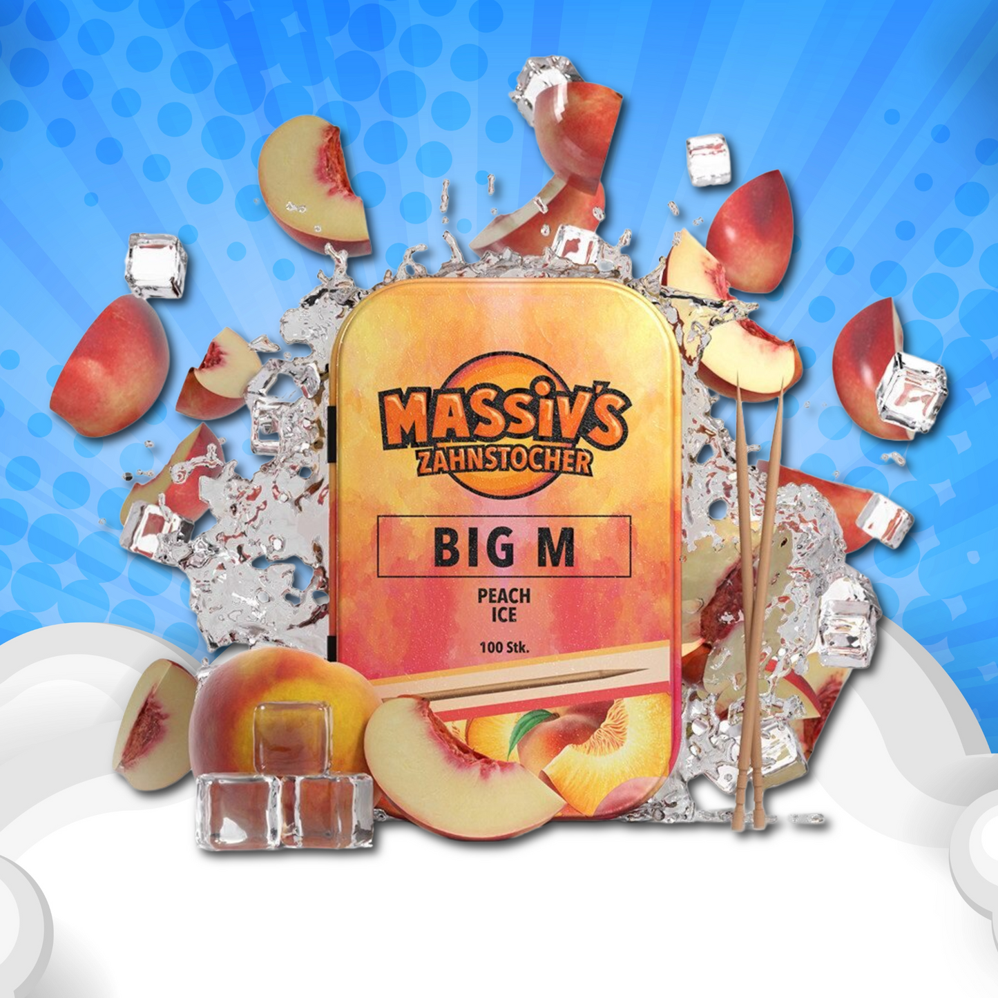 Massivs Zahnstocher Big M Peach Ice – 100 Stück