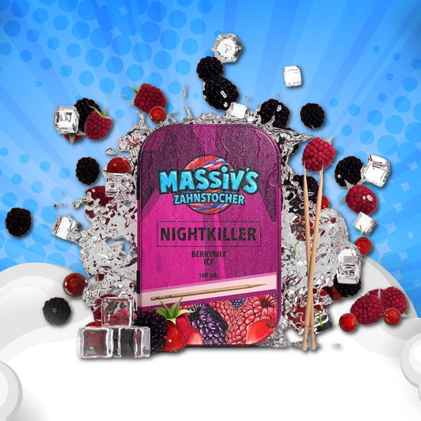 Massivs Zahnstocher Nightkiller BerryMix Ice – 100 Stück